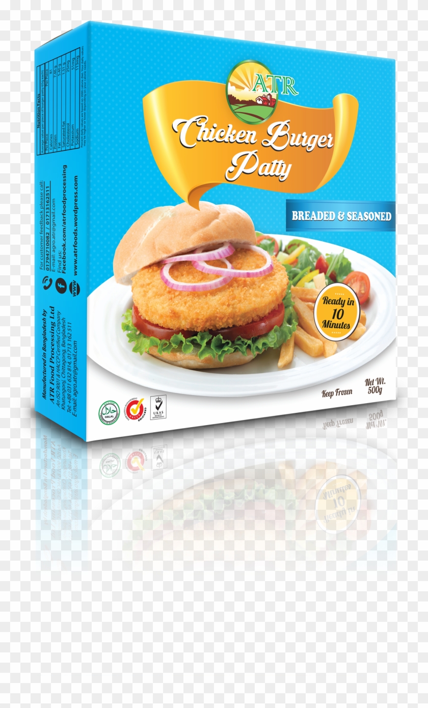Chicken Burger Patty 3d Box With Reflect - Bun Clipart #821673