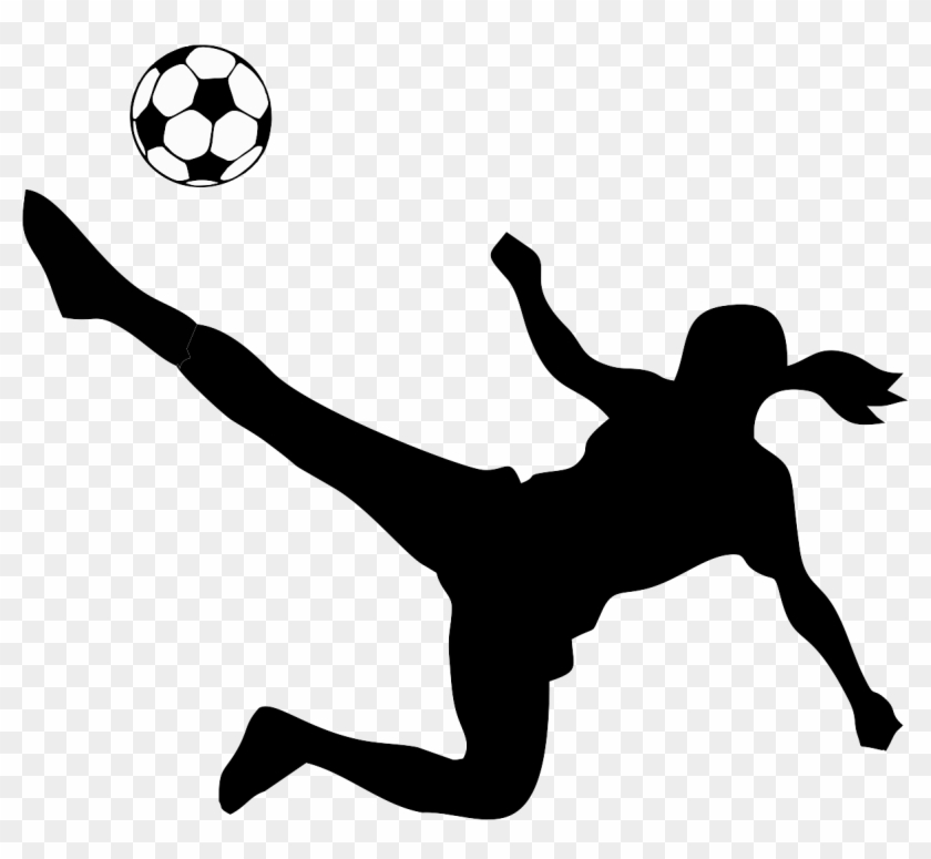 Footballer Clipart School Football - Girl Kicking Soccer Ball Silhouette - Png Download