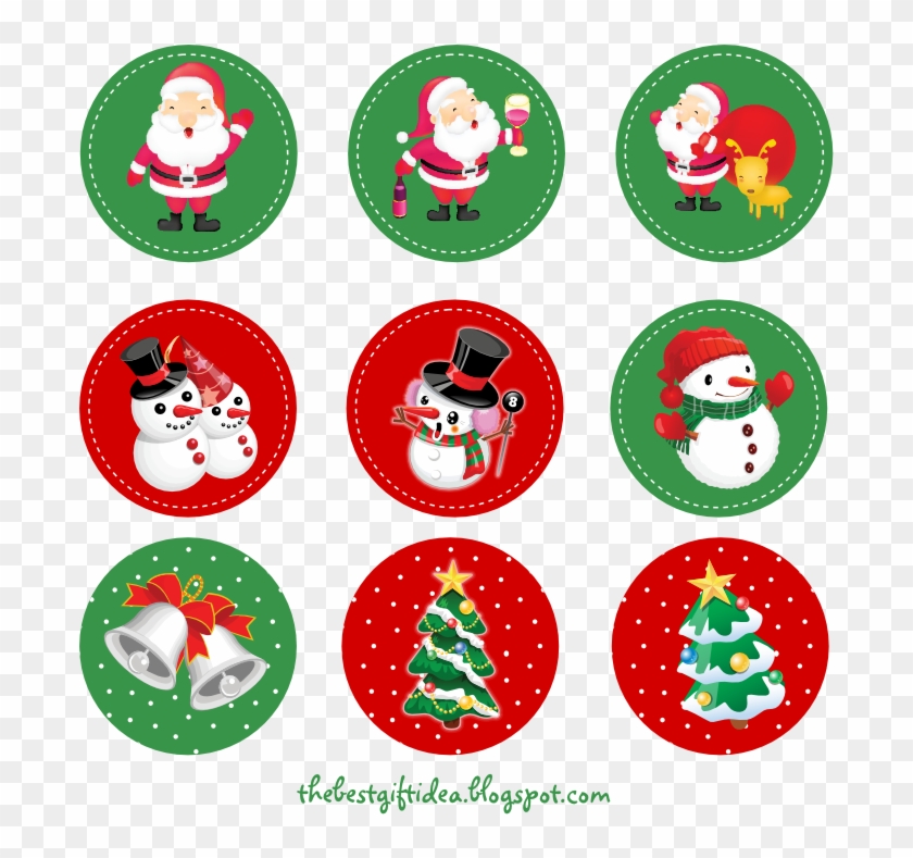 Santa Claus Reindeer Cupcake Topper - Free Printable Christmas Sticker Clipart