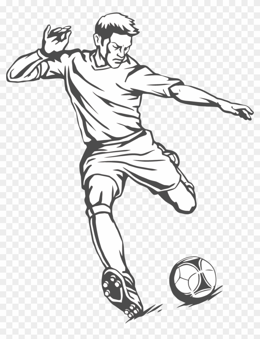 Kick Hand Painted Footballer - Drawing Of A Footballer Clipart