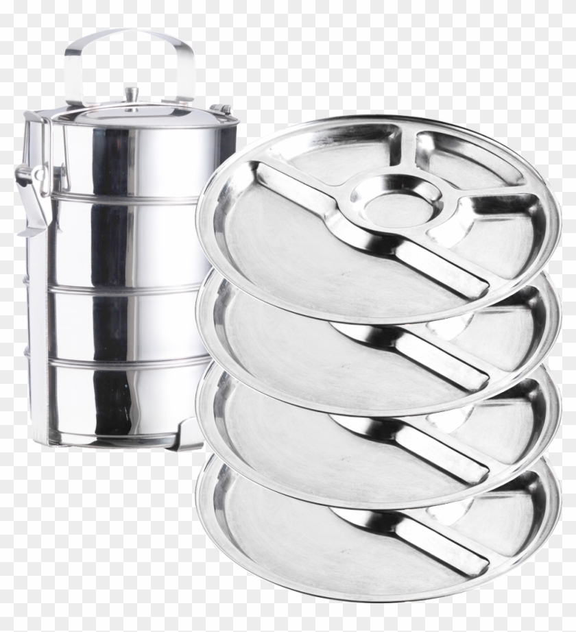 Insulated Tiffin, 4 X Dabba Thali Plates Free Delivery - Stock Pot, HD Png Download