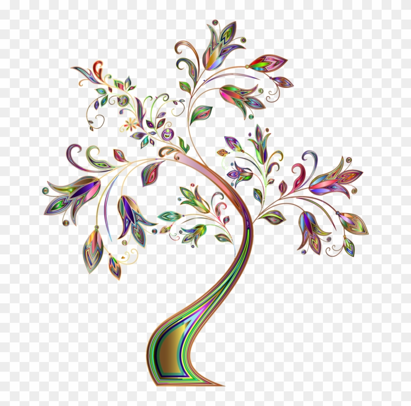 Floral Design Borders And Frames Flower - Flower With Tree Drawing Clipart