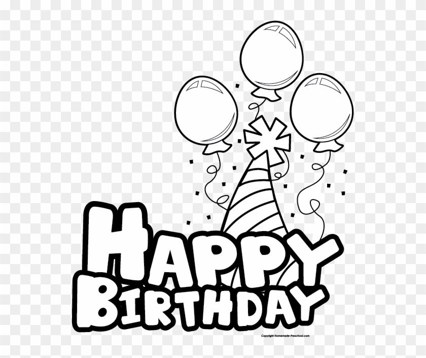 Free Happy Birthday Clipart Jpg Transparent - Happy Birthday Black And White Balloons - Png Download