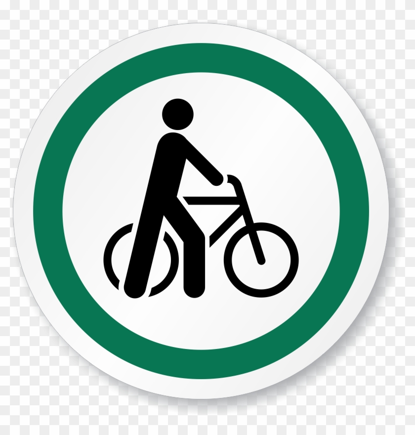 Bicycle Symbol Iso Circle Sign - Walk Your Bicycle On Sidewalk Clipart #827287