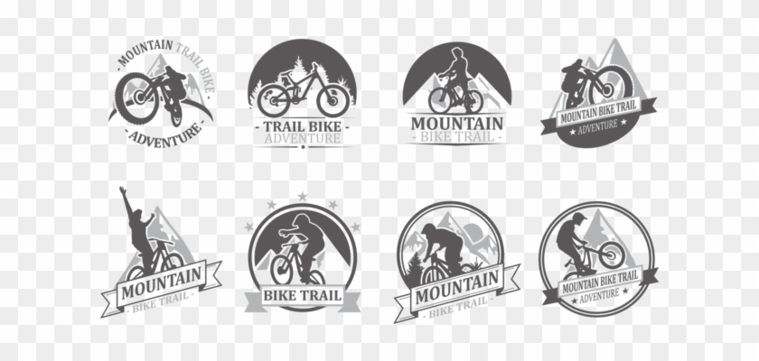 Bike Trail Labels Vector - Mountain Trail Bike Logo Clipart
