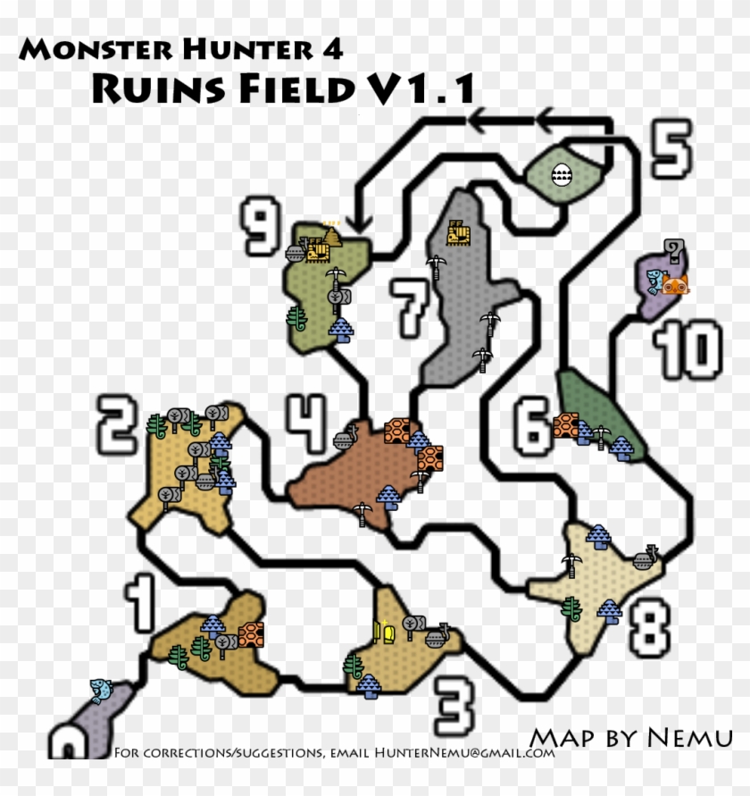 Monster Hunter 4 Ruins Field Resource Map - Mh4u Ancestral Steppe Clipart