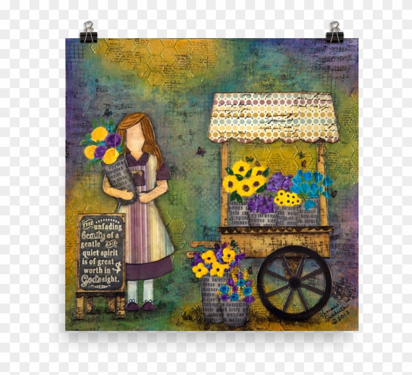Art Print "beauty Of Great Worth" Flower Stand Girl - Craft Clipart