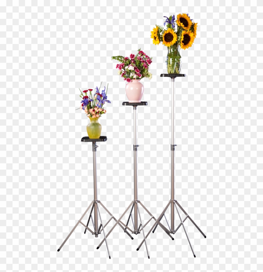 Trio Of Tall, Deluxe Stands Featuring Flower Arrangements - Bouquet Clipart