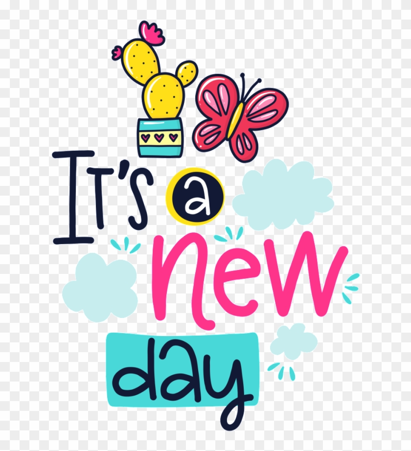 Hand Drawn New Day Cartoon Card Vector This Templates - Graphic Design Clipart