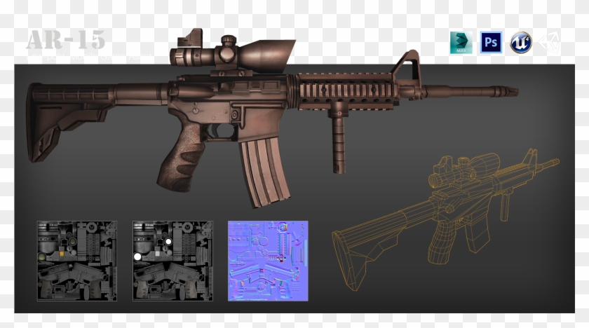 2,000 Tris Given / 2,000 Tris Used - Assault Rifle Clipart #830411