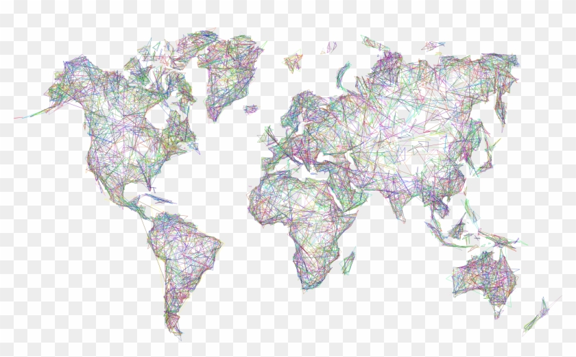 World Map Triangles Wireframe Prismatic World Map Png Clipart #831211