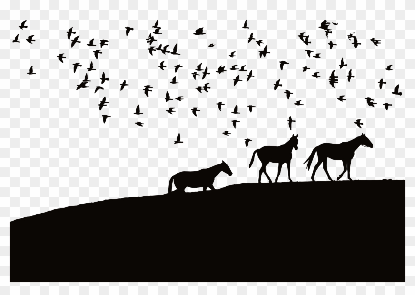 This Free Icons Png Design Of Birds And Horses Silhouette Clipart #831312