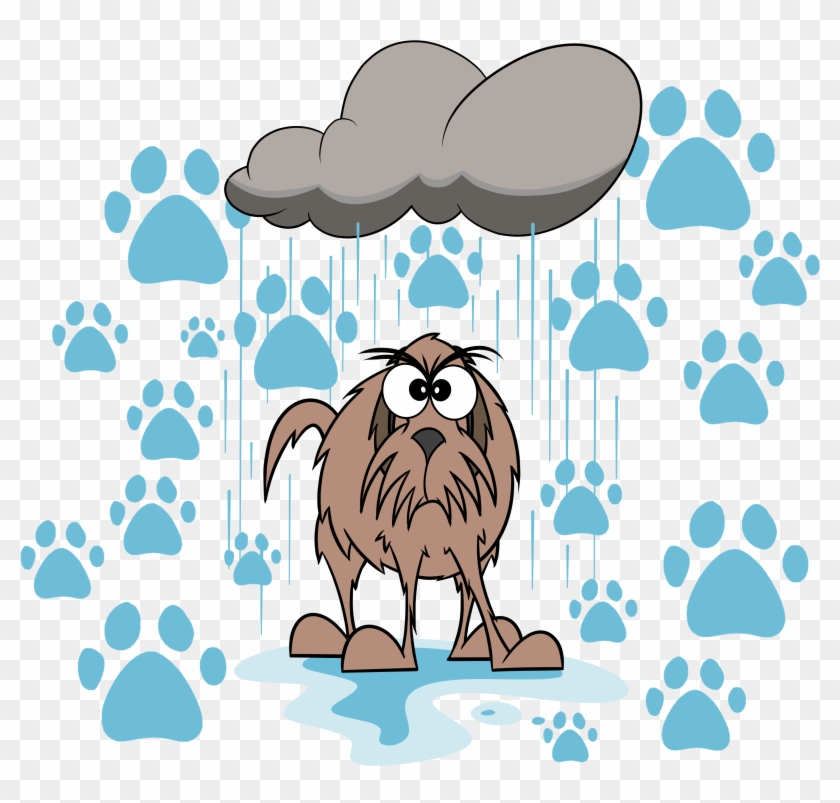 Art Funny Wet Dog Paw Print T Shirt - Wet Dog Cartoon Clipart #831973