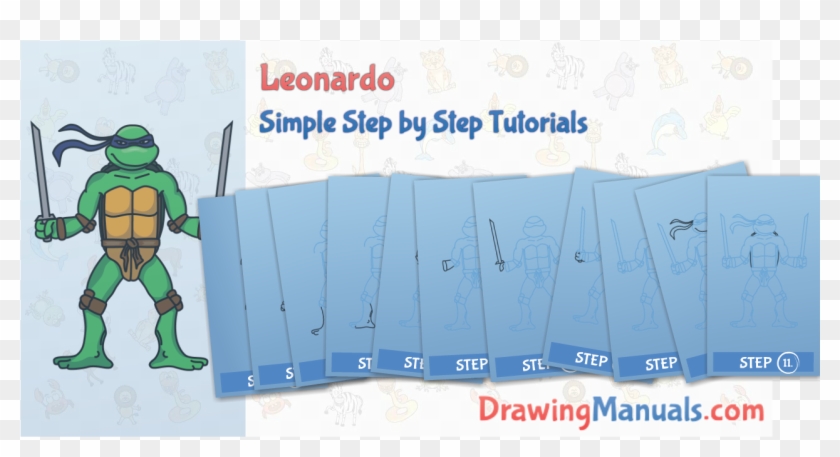 How To Draw Leonardo, Teenage Mutant Ninja Turtles, - Drawing Clipart