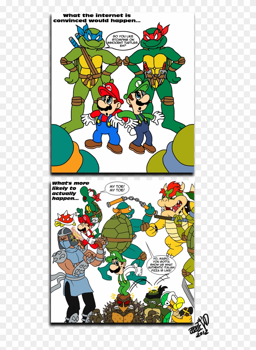 Tmnt Versus Super Mario Bros - Mario And Luigi Crossover Clipart #836302