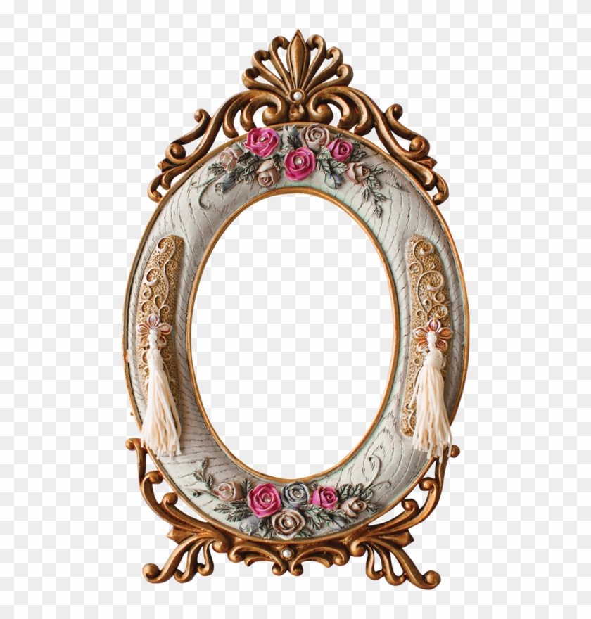 Mirrored Picture Frames, Oval Frame, - Vintage Mirror Png Clipart #837282
