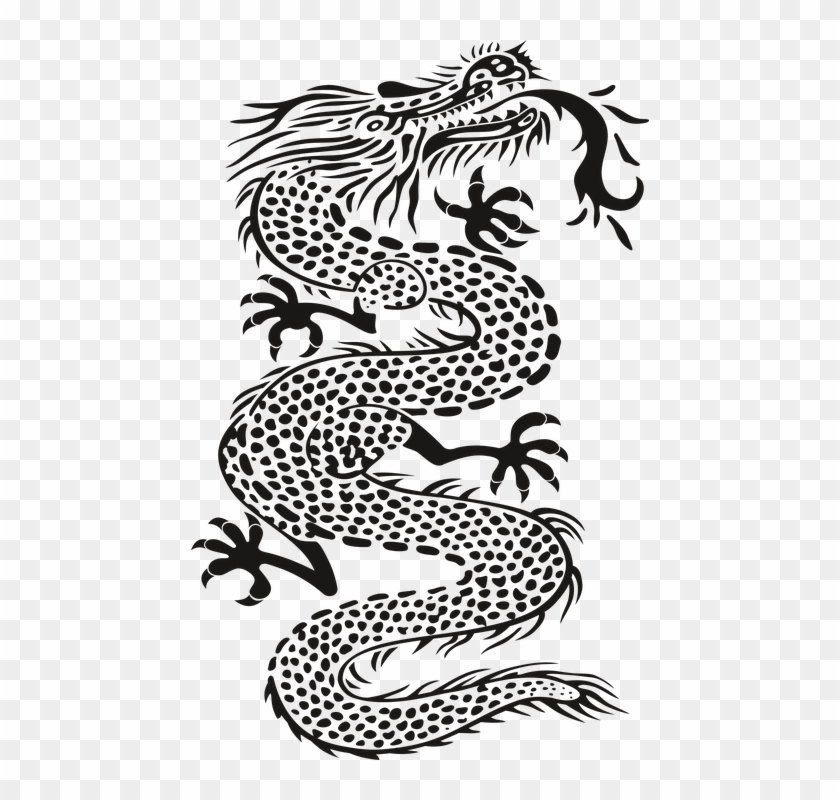 Dragon, Monster, Black, Tattoo, No Background, Teeth - Mentahan Tato Tangan Clipart #838065