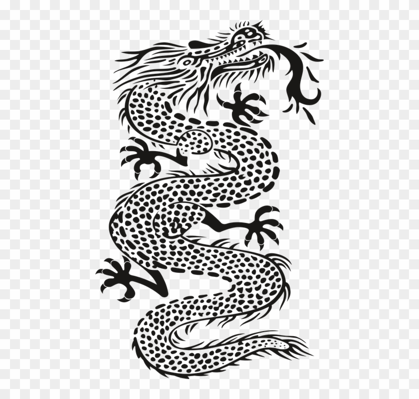 Dragon, Monster, Black, Tattoo, No Background, Teeth - Mentahan Tato Tangan Clipart