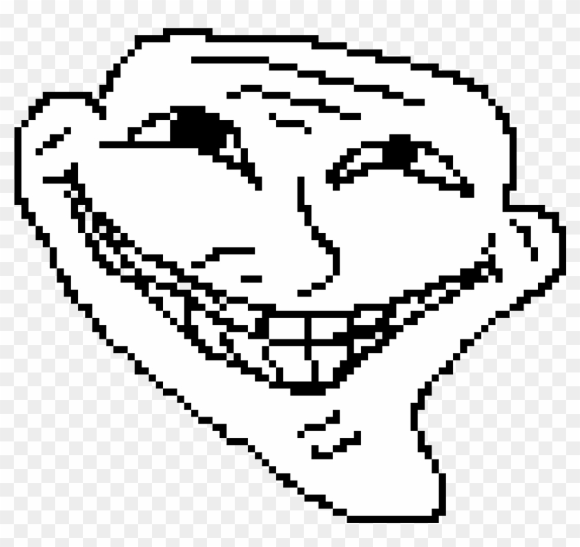 Pixilart Troll Face By Pika - Line Art Clipart