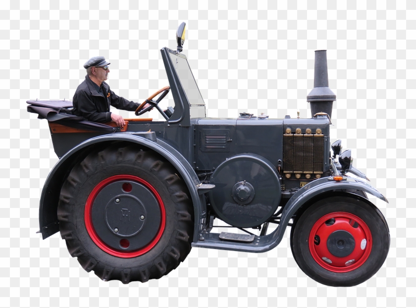 Tractor, Bulldog, Lanz, Oldtimer, Png, Isolated - Tractor Side View Png Clipart #839142