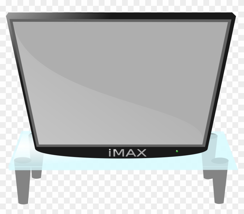 Monitor Clipart Big Screen Tv - Table With Tv Cartoon - Png Download
