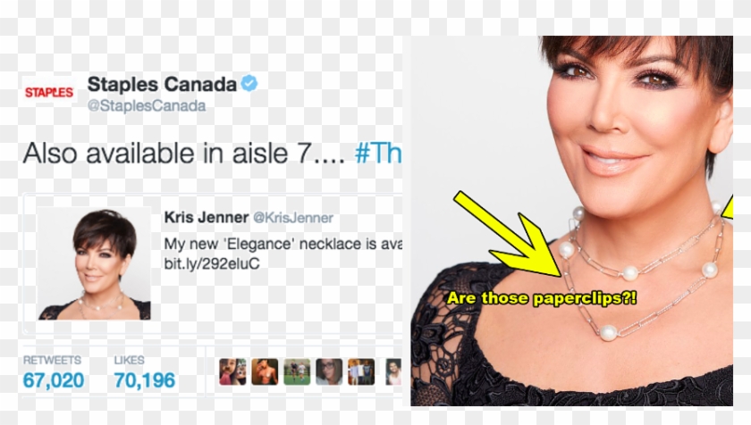 Staples Shaded The Hell Out Of Kris Jenner For Her - Jenner Paper Clip Necklace - Png Download