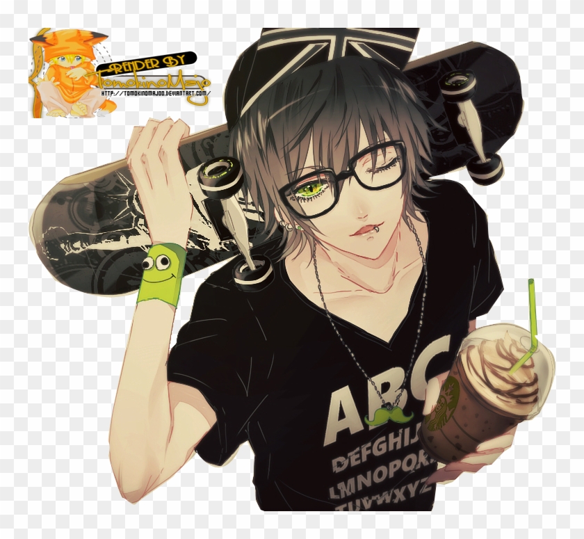 Anime Boy With Skateboard Clipart