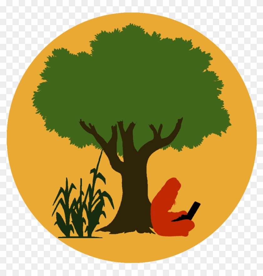 Logo Of Eco Hack Farm, A Person Sitting Under A Tree - Arbol Con Tronco Grueso Clipart