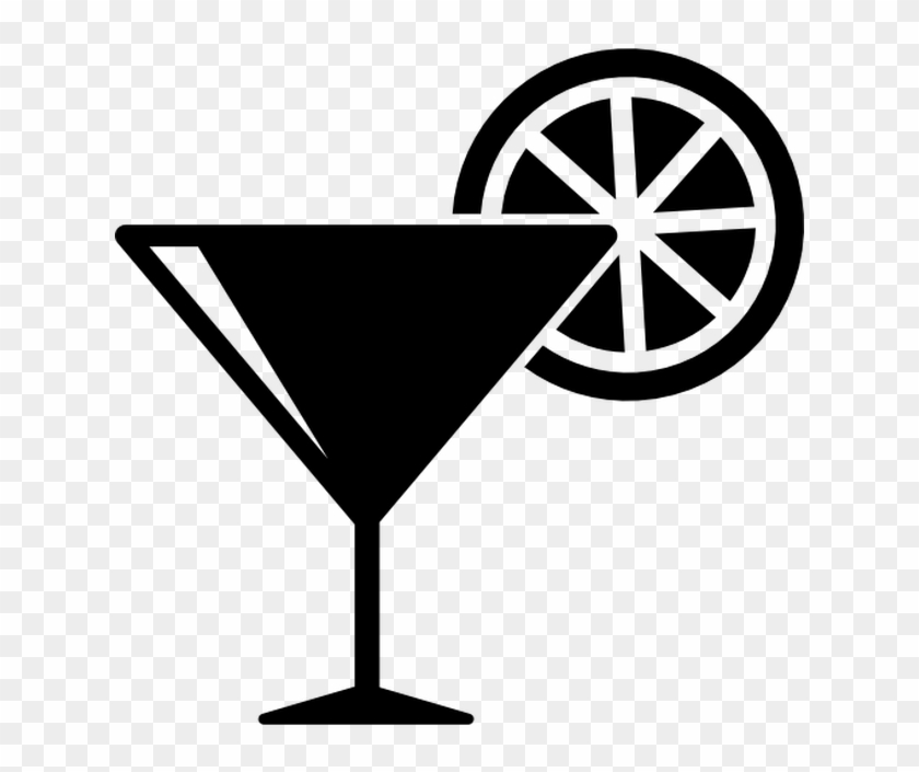 Cocktail Glass With Lemon Slice Free Food Icons - Cocktail Silhouette Png Clipart #842773