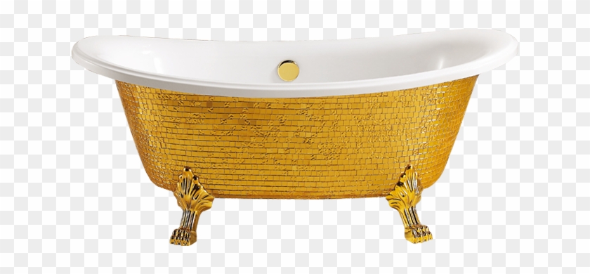 Elegant Gold Mosaic Bathtub - Bathtub Gold Png Clipart #843202