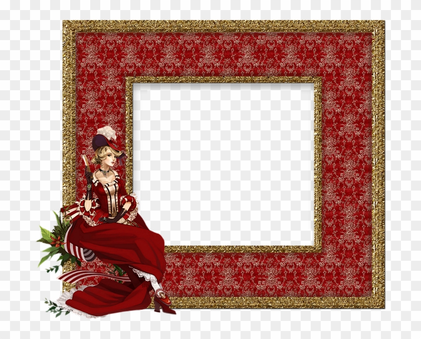Red Transparent Png Frame With Lady Scrapbooking Frame - Picture Frame Clipart