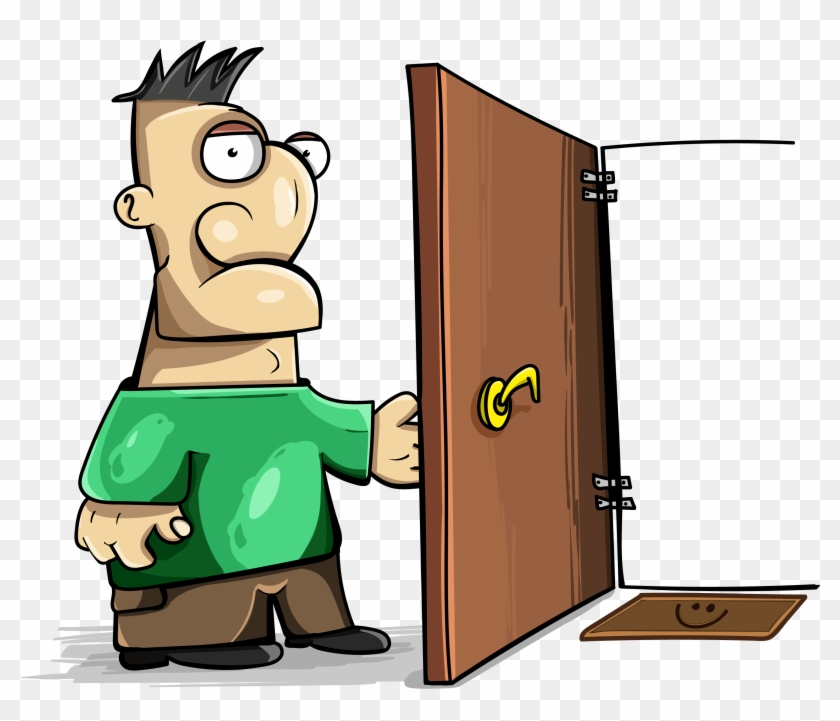 Cartoon Door Png - Man Open Door Png Clipart #844897