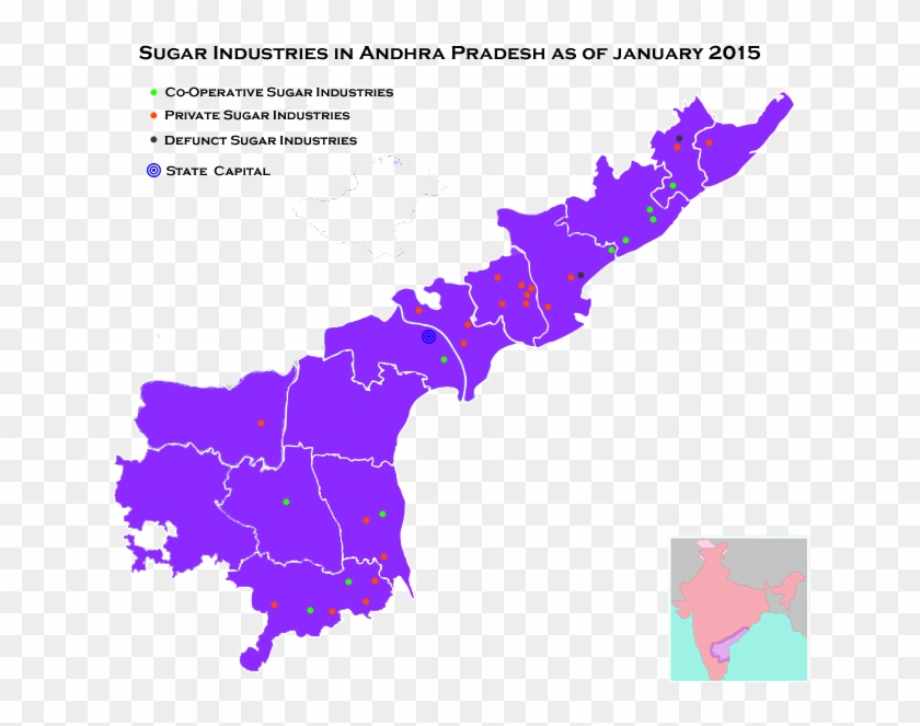 Map Of Sugar Industries In Andhra Pradesh - Major Industries In Andhra Pradesh Clipart #845572