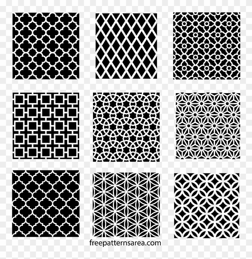 Geometric Motifs & Repeating Pattern Vectors - Vektörel Çizim Seperatör Wood Vektörel Cnc Ayna Çerçevesi Clipart