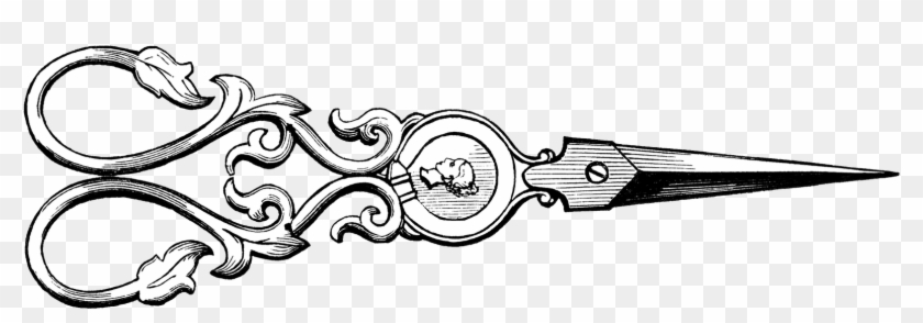 Vintage Scissors Transparent Png - Scissors Drawing Clipart