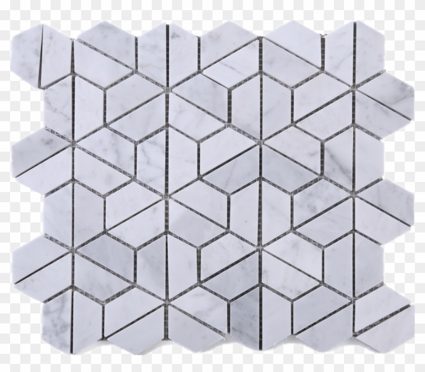 Hexagon Carrara Marble Mesh Mounted Mosaic Tile - Marble Clipart #846955
