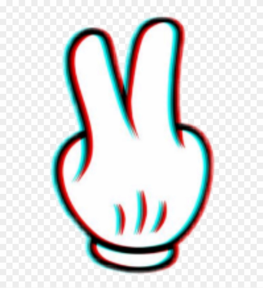 Peace Glitch Effect Mickey Hand Cute Kawaii Aesthetic - Glitch Stickers Clipart #848293