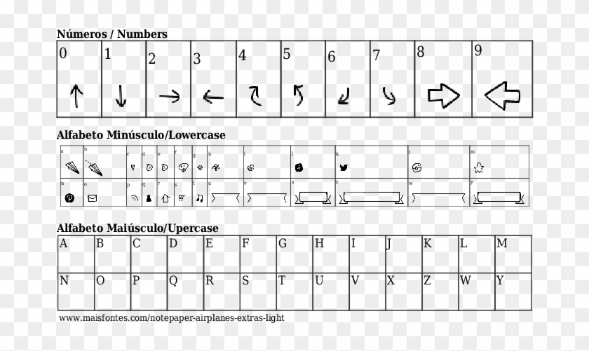 Font Details Notepaper Airplanes Extras Light - Fontes Letras Pokemon Clipart #848358