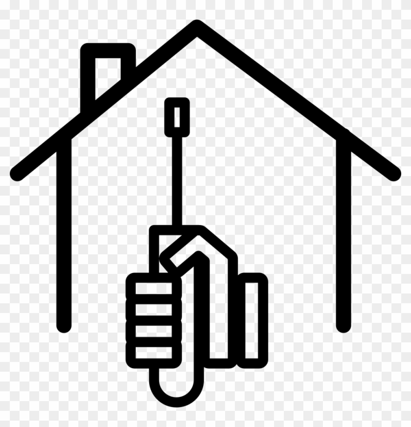 Screwdriver On Hand And House Outline Comments - Paint Roller Clipart