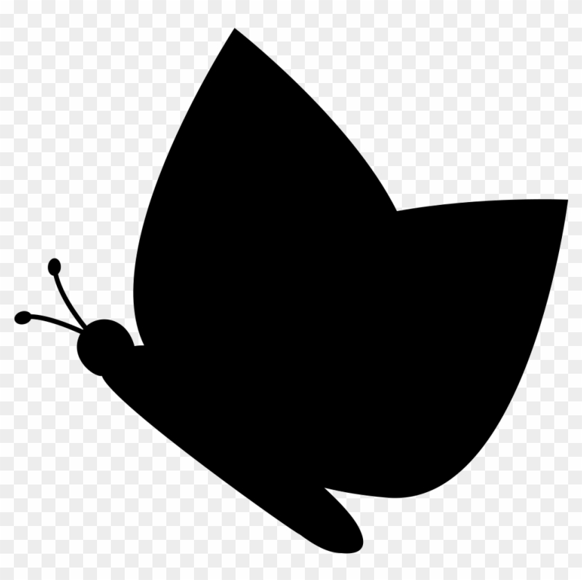 Butterfly Black Silhouette From Side View Comments - Butterfly Silhouette Side Png Clipart