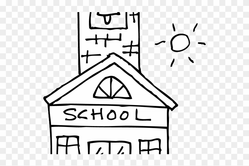 School House Outline - Black And White Clip Art School Clipart - Png Download