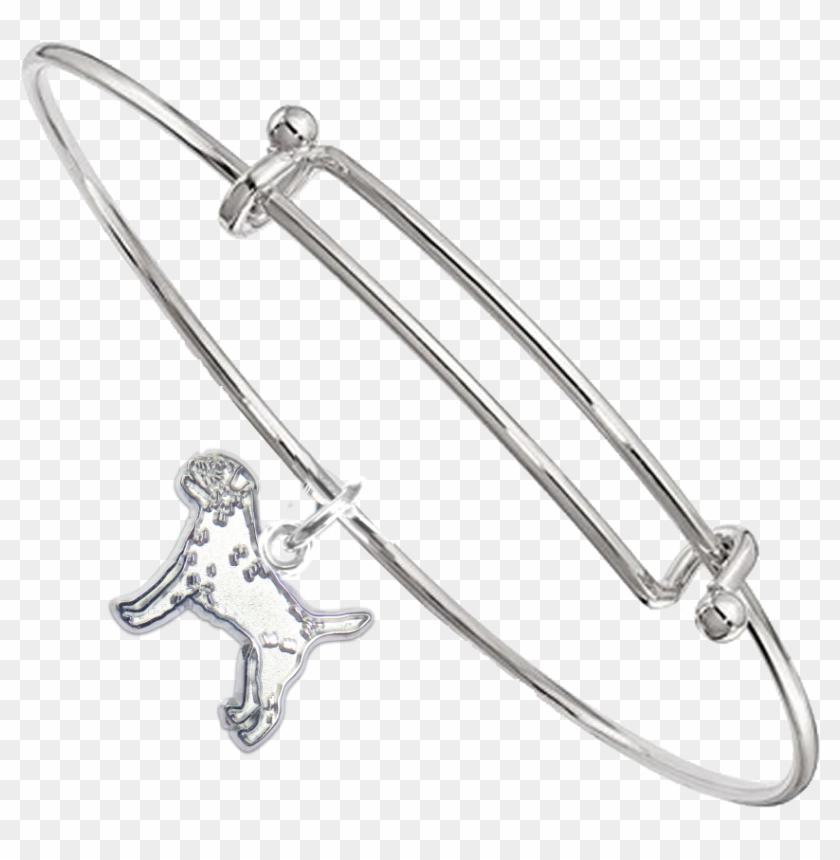Sterling Silver Border Terrier Charm On Bangle Bracelet - Bracelet Clipart