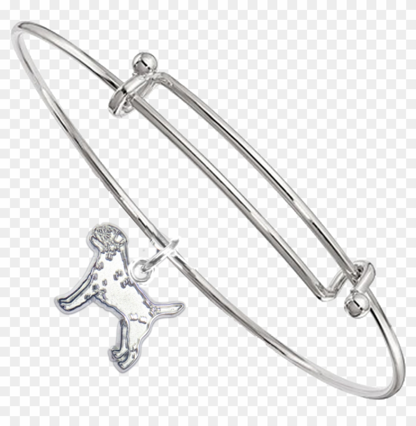 Sterling Silver Border Terrier Charm On Bangle Bracelet - Bracelet Clipart #849332