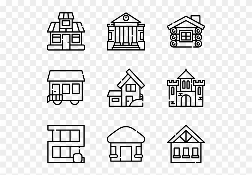 Type Of Houses - City Icon Line Clipart