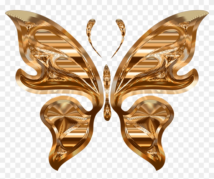 Gold Butterfly Silhouette Background , Png Download Clipart #849496
