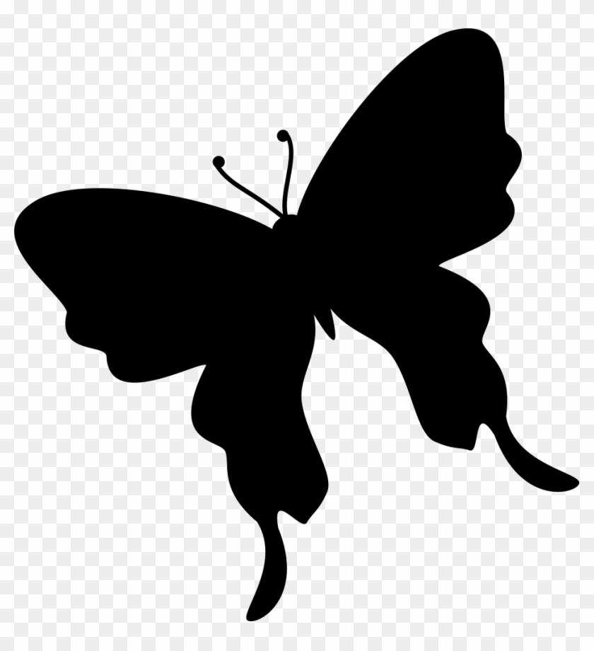 Butterfly Black Silhouette Shape From Top View Rotated - Mariposa Negra Silueta Clipart