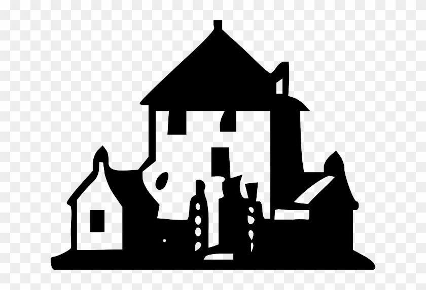 Building, House, Outline, Houses, Dark, Estate, Real - House Clip Art - Png Download #849734