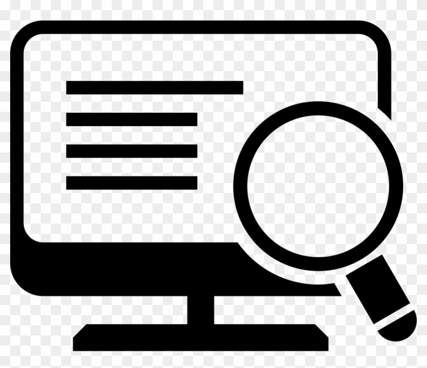 Desktop Computer Screen With Magnifying Glass And List - Computer Magnifying Glass Icon Clipart #851038