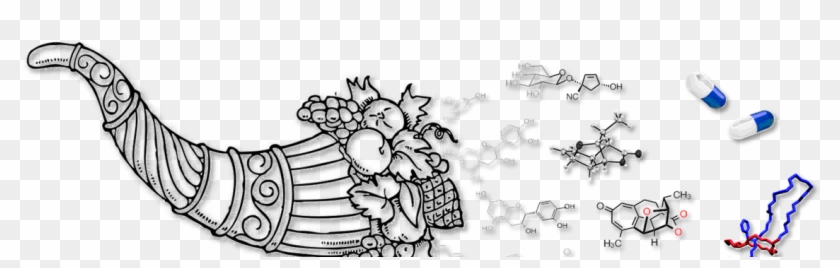 Cropped Cornucopia Copyright Bastien Nay - Black And White Thanksgiving Turkey Clipart