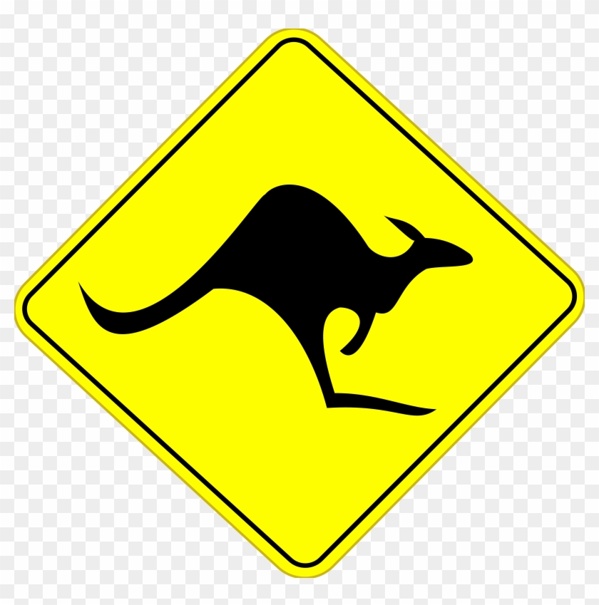 Road Trip Clipart - Caution Kangaroo - Png Download